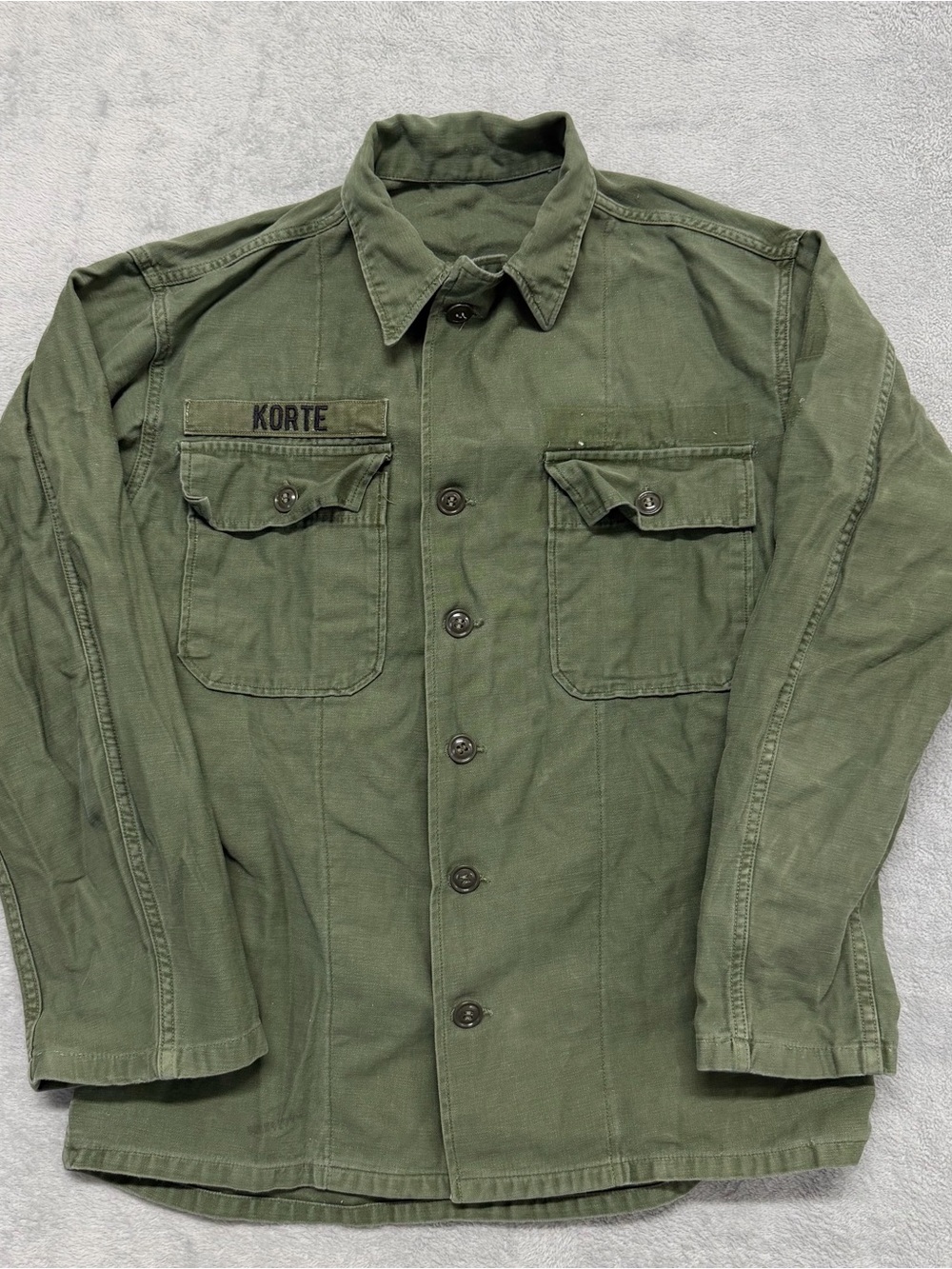 Vintage 50s 60s US Army OG-107 Sateen Shirt Jacket Utility Fatigue Vietnam War